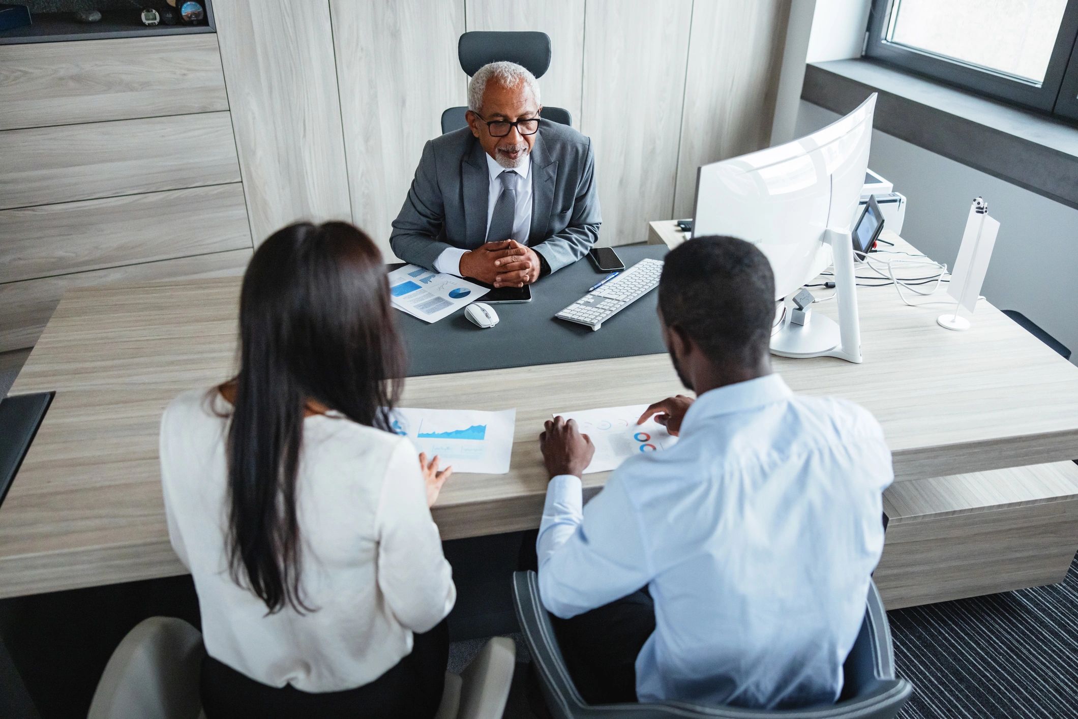 Business professionals collaborating in a corporate meeting